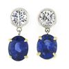 Image 2 : NEW 18k Gold 4.98 ctw GIA Oval Blue Sapphire Bezel Diamond Drop Dangle Earrings