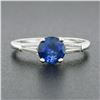 Image 3 : 14k White Gold 1.57 ctw Round Sapphire & Baguette Diamond 3 Stone Engagement Rin