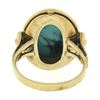 Image 3 : Vintage 14k Yellow Gold Oval Cabochon Bezel Set Turquoise Grooved Cocktail Ring