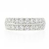 Image 4 : Vintage Platinum 1.0 ctw Dual Row Fishtail Pave Diamond Stack Wedding Band Ring