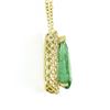 Image 4 : 18K Gold 2.15 ctw Elongated Pear Emerald w/ Diamond Halo Teardrop Pendant Neckla