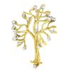 Image 1 : Textured 18K TT Gold 1.0 ctw Prong Set European Diamond Tree Branch Pin Brooch