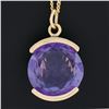 Image 2 : Vintage 14K Gold 15.8mm Round Alexandrite Channel Set Solitaire Pendant w/ Chain