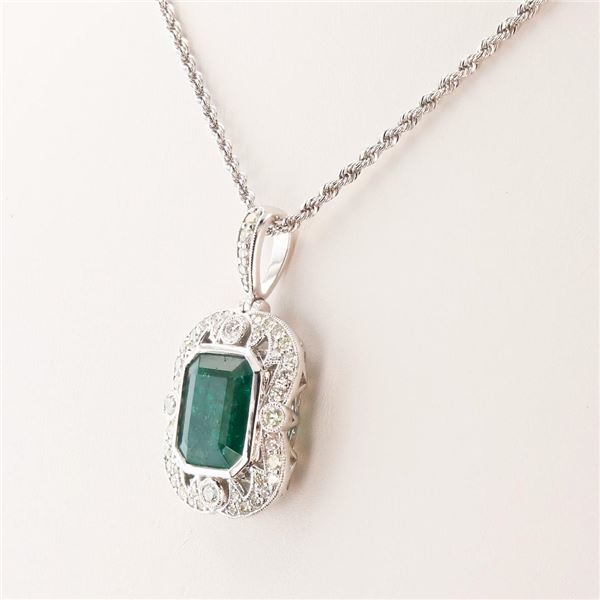 4.60 ctw Emerald and 0.61 ctw Diamond Platinum Pendant (GIA CERTIFIED)