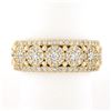 Image 1 : Unisex Fancy 10k Yellow Gold 2 ctw Round Brilliant Diamond Wide Cluster Band Rin