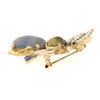 Image 5 : Vintage 14k Gold Agate Tigers Eye Pearl Green Blue Enamel Large Fly Brooch Pin