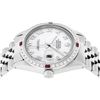 Image 9 : Rolex Mens Stainless Steel White Roman 36MM Diamond And Ruby Datejust Wristwatch