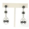 Image 1 : NEW 14k White Gold 3.74 ctw White and Black Diamond Long Dangle Drop Earrings
