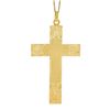 Image 2 : Vintage 18k Yellow Gold Large Hand Engraved Matte Cross Pendant w/ 18.5" Chain