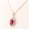Image 1 : 9.77 ctw Pink Tourmaline and 1.07 ctw Diamond Platinum Pendant