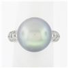 Image 8 : Cartier 18k White Gold 12.75mm Tahitian Gray Pearl .85 ctw Round Pave Diamond Ri
