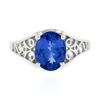 Image 4 : NEW 14k White Gold 1.91 ctw Violet Blue Oval Tanzanite w/ Open Work Sides Ring