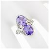 Image 3 : Antique Art Deco 14k White Gold Dual Purple Amethyst Etched Filigree Bypass Ring