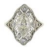 Image 5 : Antique Deco 18k Gold GIA Bezel Marquise Diamond Filigree Engagement Dinner Ring