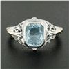 Image 8 : Antique Art Deco 14K White Gold 1.5 ctw Bezel Aquamarine Solitaire Filigree Ring