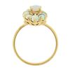 Image 2 : Vintage 14K Gold Oval Cabochon Opal Solitaire & Halo Navette Marquise Shape Ring