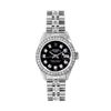 Image 2 : Rolex Ladies Stainless Steel Black Diamond Date Wristwatch 26MM