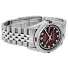Image 4 : Rolex Mens Stainless Steel Diamond Lugs Red Vignette And Ruby Datejust Wristwatc