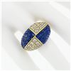 Image 3 : Vintage 18k Gold 1.92 ctw Carved Lapis & Round Diamond 4 Section Dome Bombe Ring