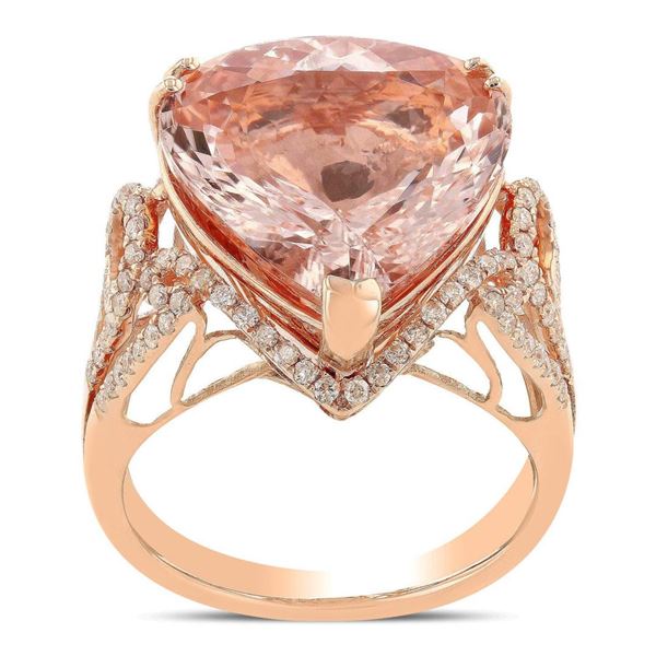 10.43 ctw Morganite and 0.50 ctw Diamond 14K Rose Gold Ring