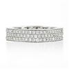 Image 7 : 18k White Gold 1.20 ctw Pave Set Round Diamond Squared 3 Row Eternity Band Ring