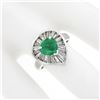 Image 7 : 14k White Gold 2.20 ctw GIA Pear Colombian Emerald Baguette Diamond Ballerina Ri