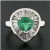 Image 8 : 14k White Gold 2.20 ctw GIA Pear Colombian Emerald Baguette Diamond Ballerina Ri