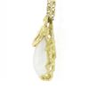 Image 5 : Vintage 14k Gold Baroque White Pearl Nugget Texture Cage Pendant w/ 18" Chain