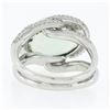 Image 7 : 18K White Gold Oval Bezel Prasiolite Quartz & Pave Diamond Twisted Cocktail Ring