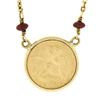 Image 2 : 16.5 14k Gold Ruby by the Yard Chain w/ 18k Cherub Angel Round Pendant Necklace