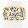 Image 1 : 18k Gold 3.97 ctw GIA Marquise Diamond w/ Baguette Sides Wide Engagement Ring