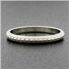 Image 2 : Antique Art Deco 18k White Gold Engraved Wheat Work Eternity Wedding Band Ring