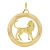 Image 5 : Italian 14k Gold Detailed 3D Lion Diamond Cut Frame Leo Zodiac Medallion Pendant