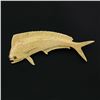 Image 2 : Vintage Craig Drake 18K Gold Emerald Textured Diving Mahi Dolphinfish Brooch Pin