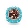Image 1 : 15.90 ctw Morganite and 1.94 ctw Diamond 14K Rose Gold Ring with Blue Enamel