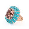Image 2 : 15.90 ctw Morganite and 1.94 ctw Diamond 14K Rose Gold Ring with Blue Enamel