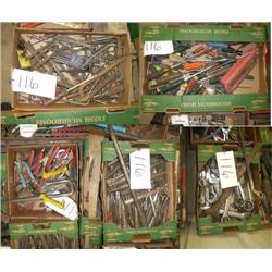PALLET CONSISTING OF ASSORTED SCREW DRIVERS, PLIERS, HEEL BARS, & ALLEN WRENCHES