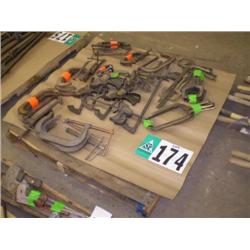 PALLET CONSISTING OF C CLAMPS, VISE GRIP CLAMPS, & ADJUSTABLE CLAMPS