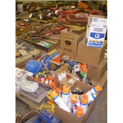 PALLET CONSISTING OF MARKING PAINT, TAPE MEASURES, & STRING LINE