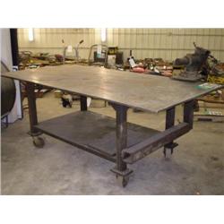 SHOP BUILT 4ft. X 8ft. STEEL WORK TABLE, s/n N/A: