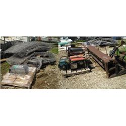QUANTITY OF WOODEN POSTS, GABION BASKETS W/GUN & CLIPS