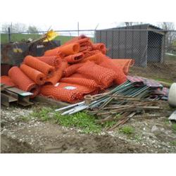 QUANTITY OF STEEL SIGN POST, & ORANGE SAFETY FENCE