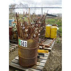 QUANTITY (2) BARRELS OF STRING LINE PINS, (3) BARRELS OF GREASE, & BARREL CLAMPS