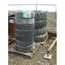 QUANTITY (2) PALLETS OF USED TRUCK TIRES & (2) 16.9 X 24 TIRES, (2) 14.00 X 24 USED TIRES