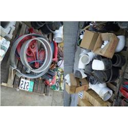 QUANTITY (2) PALLETS CONSISTING OF HOSE REELS & PVC FITTINGS