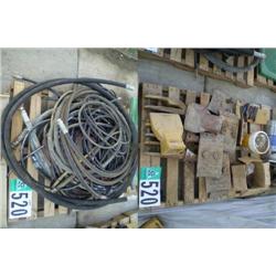 QUANTITY (2) PALLETS CONSISTING OF BUCKET TEETH & SHANKS, HYD HOSE