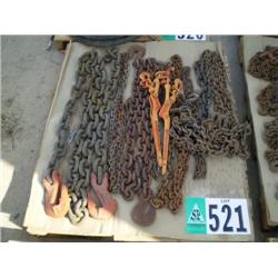 PALLET OF CHAINS & BINDERS
