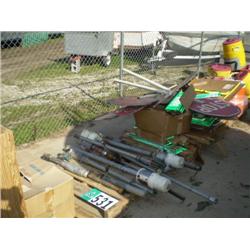 QUANTITY (4) PALLETS CONSISTING OF WATER COOLERS, GAS CANS, MISC SIGNS, & AIR OPERATED BARREL PUMPS