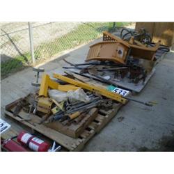 QUANTITY (3) PALLETS CONSISTING OF HYD CONTROL VALVES, MISC PARTS,  & CAR RAMPS