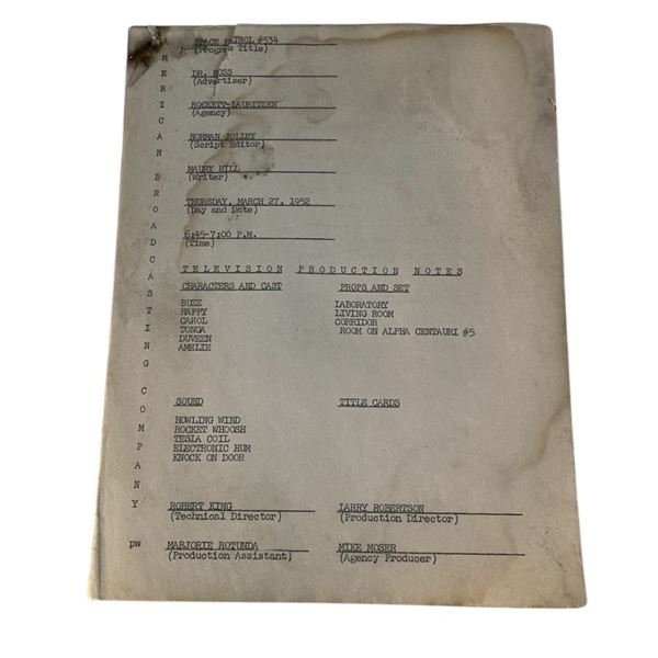 Space Patrol (1950-1955) - Original Script #534